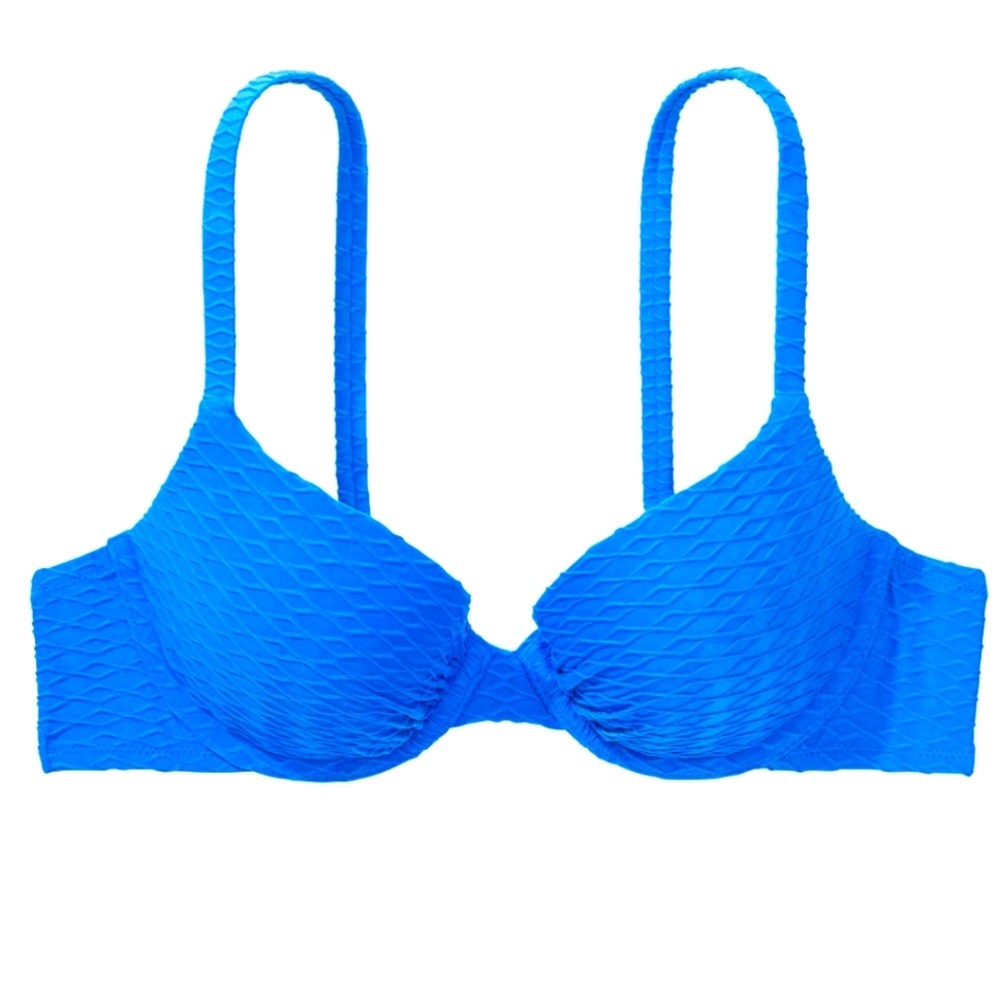 Victoria's Secret Mix & Match Icon Push Up Bikini Top Sz 34A Shocking Blue Beach